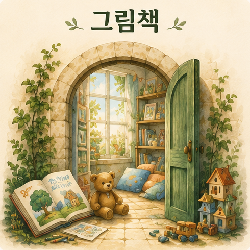 그림책 분야를 상징하는 책Q 일러스트